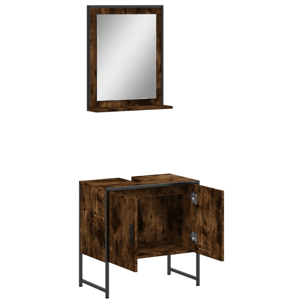 vidaXL 2-tlg. Badmöbel-Set Räuchereiche Holzwerkstoff