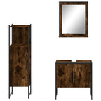 vidaXL 3-tlg. Badmöbel-Set Räuchereiche Holzwerkstoff
