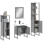 vidaXL 4-tlg. Badmöbel-Set Grau Sonoma Holzwerkstoff