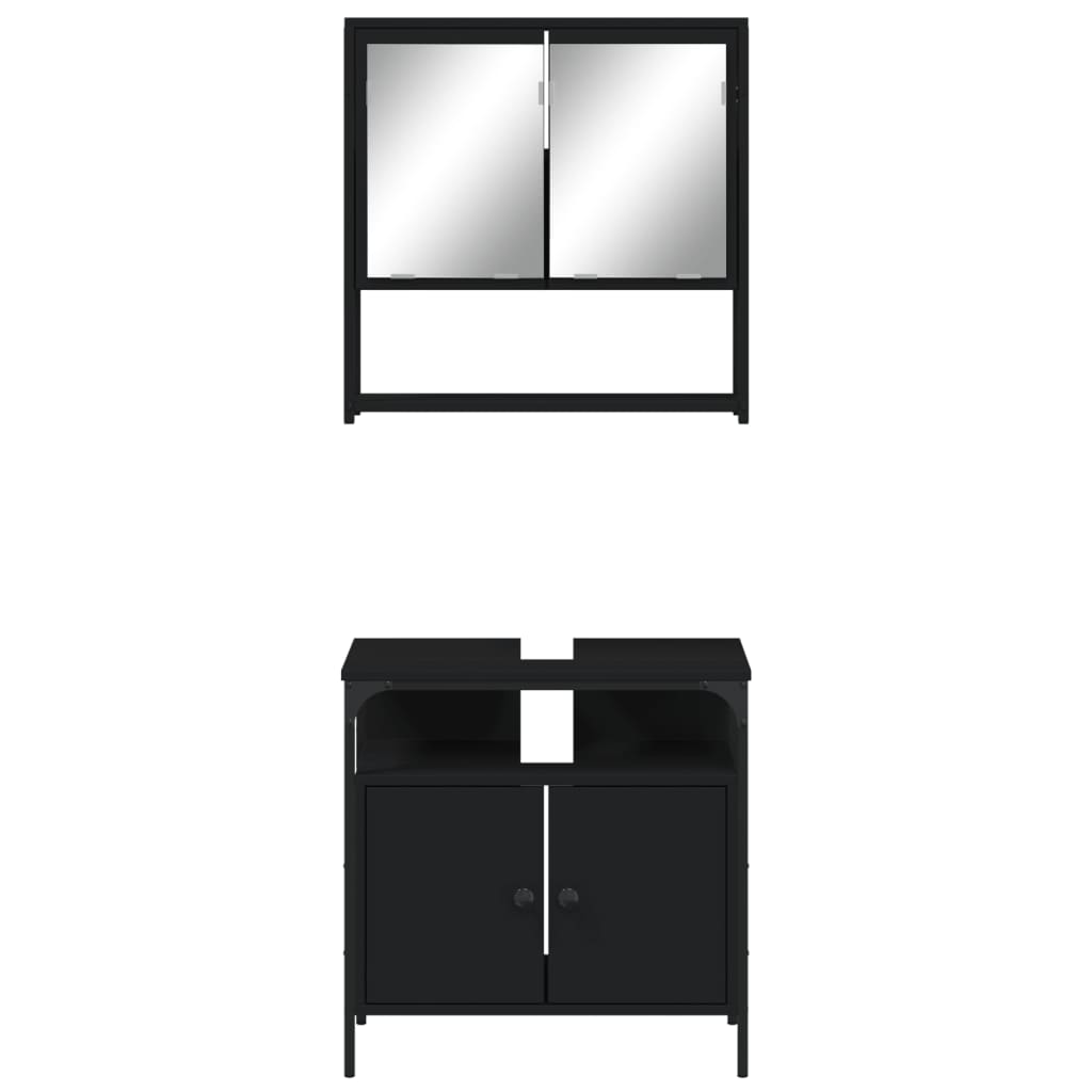 vidaXL 2-tlg. Badmöbel-Set Schwarz Holzwerkstoff