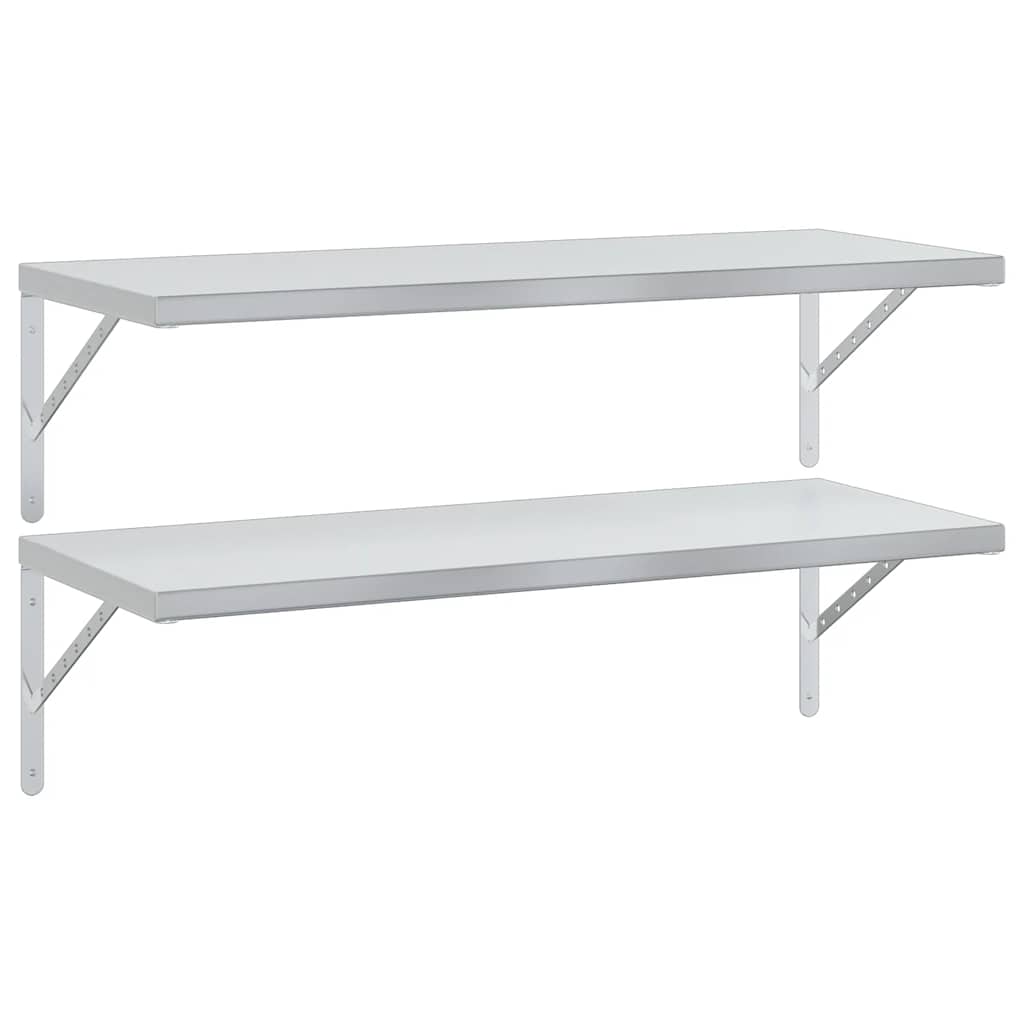 vidaXL Wandregale 2 Stk. 100x40 cm Silbern Edelstahl