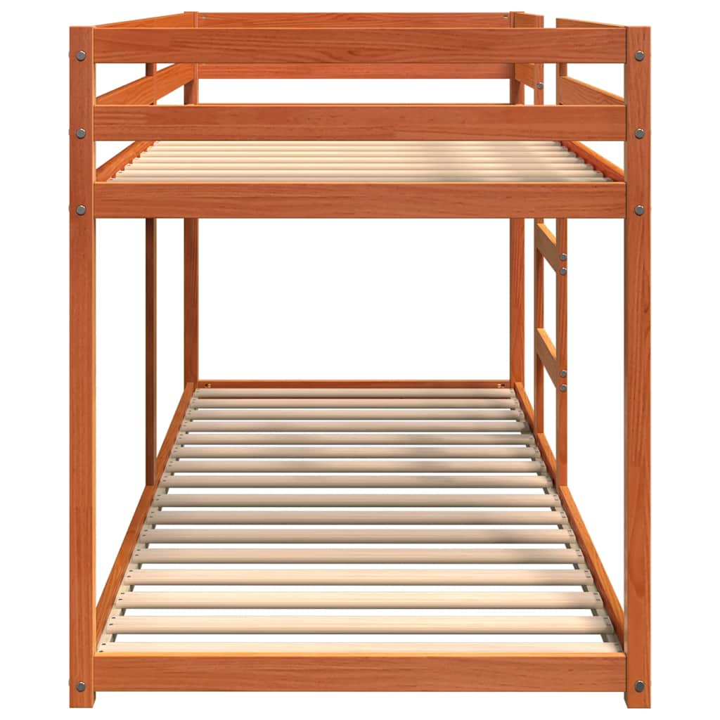 vidaXL Etagenbett Wachsbraun 80x200 cm Massivholz Kiefer