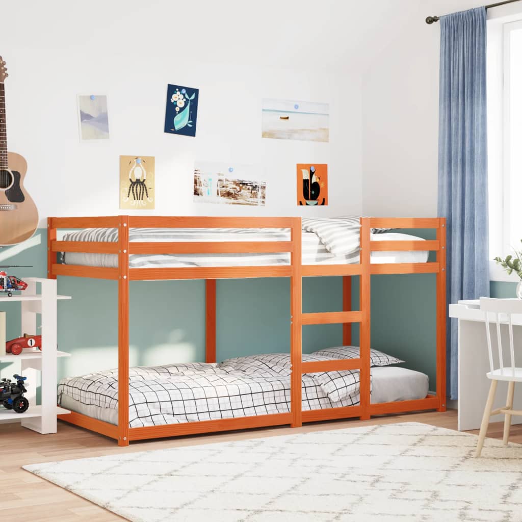 vidaXL Etagenbett Wachsbraun 90x200 cm Massivholz Kiefer