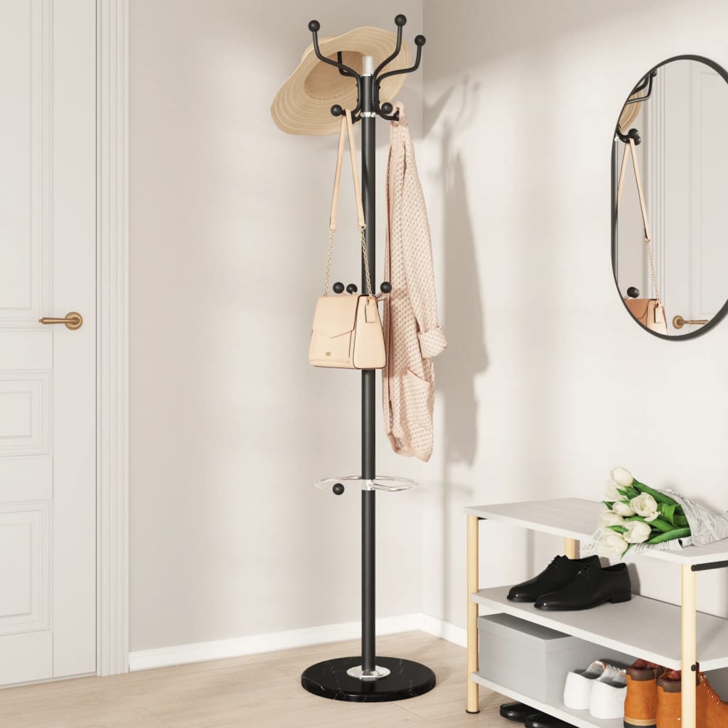 vidaXL Garderobenständer mit Schirmhalter Schwarz 180 cm Eisen