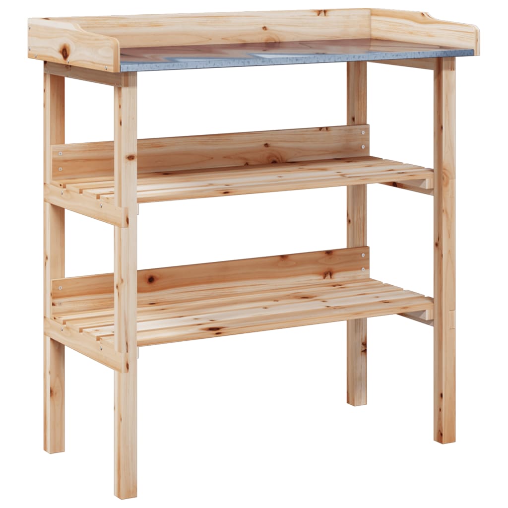 vidaXL Pflanztisch mit Ablagen 78x38x82,5 cm Massivholz Tanne