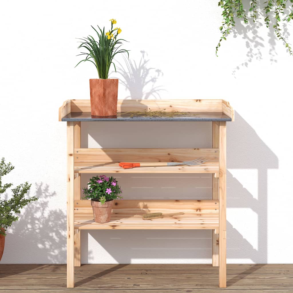 vidaXL Pflanztisch mit Ablagen 78x38x82,5 cm Massivholz Tanne