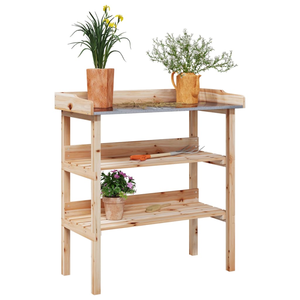 vidaXL Pflanztisch mit Ablagen 78x38x82,5 cm Massivholz Tanne