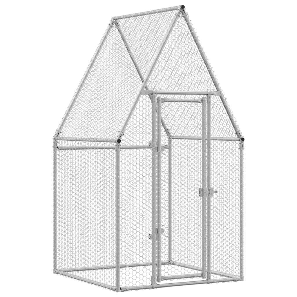 vidaXL Hühnerkäfig Silbern 100x100x190 cm Verzinkter Stahl