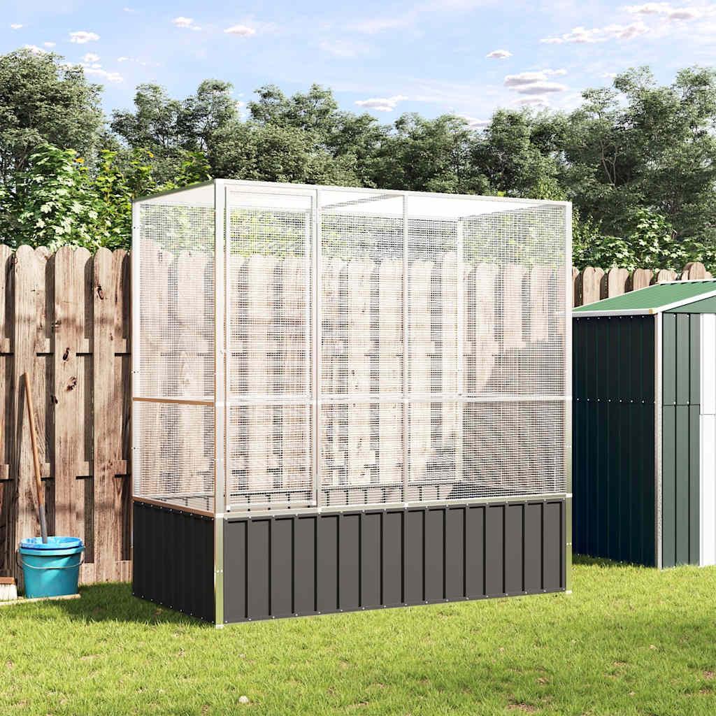 vidaXL Voliere Silbern 210,5x107x212 cm Stahl