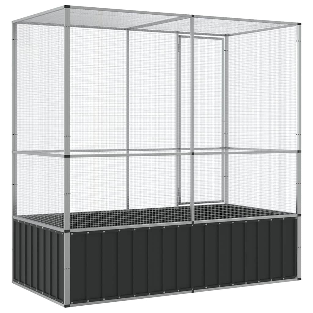 vidaXL Voliere Silbern 210,5x107x212 cm Stahl
