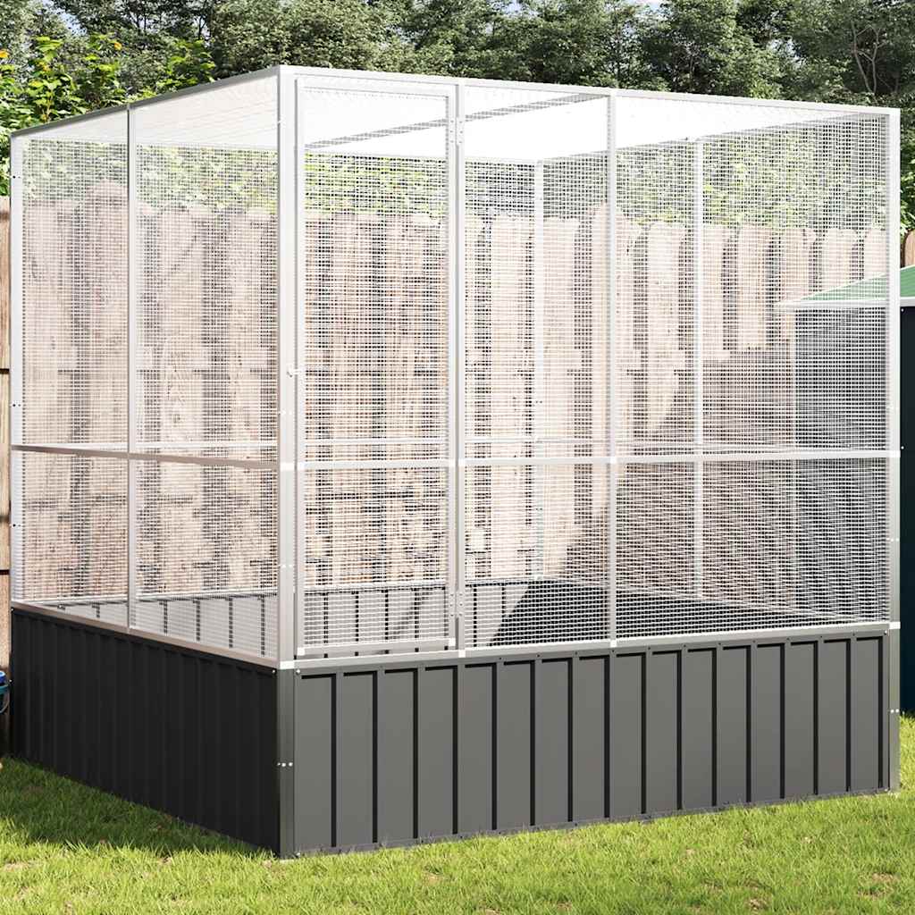 vidaXL Voliere Silbern 210,5x107x212 cm Stahl