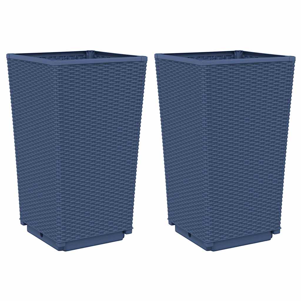 vidaXL Pflanzkübel 2 Stk. Blaugrau 32,5x32,5x57 cm PP