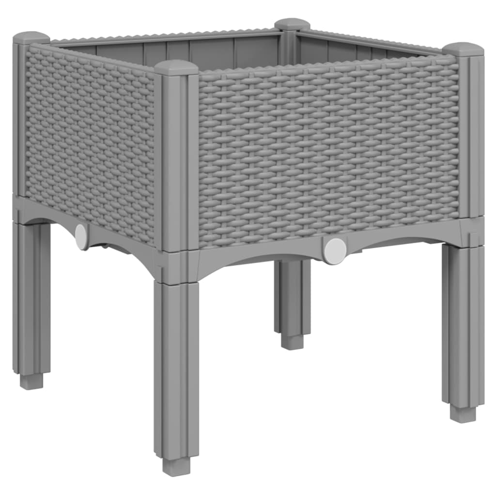 vidaXL Pflanzkasten mit Beinen Hellgrau 40x40x42 cm PP