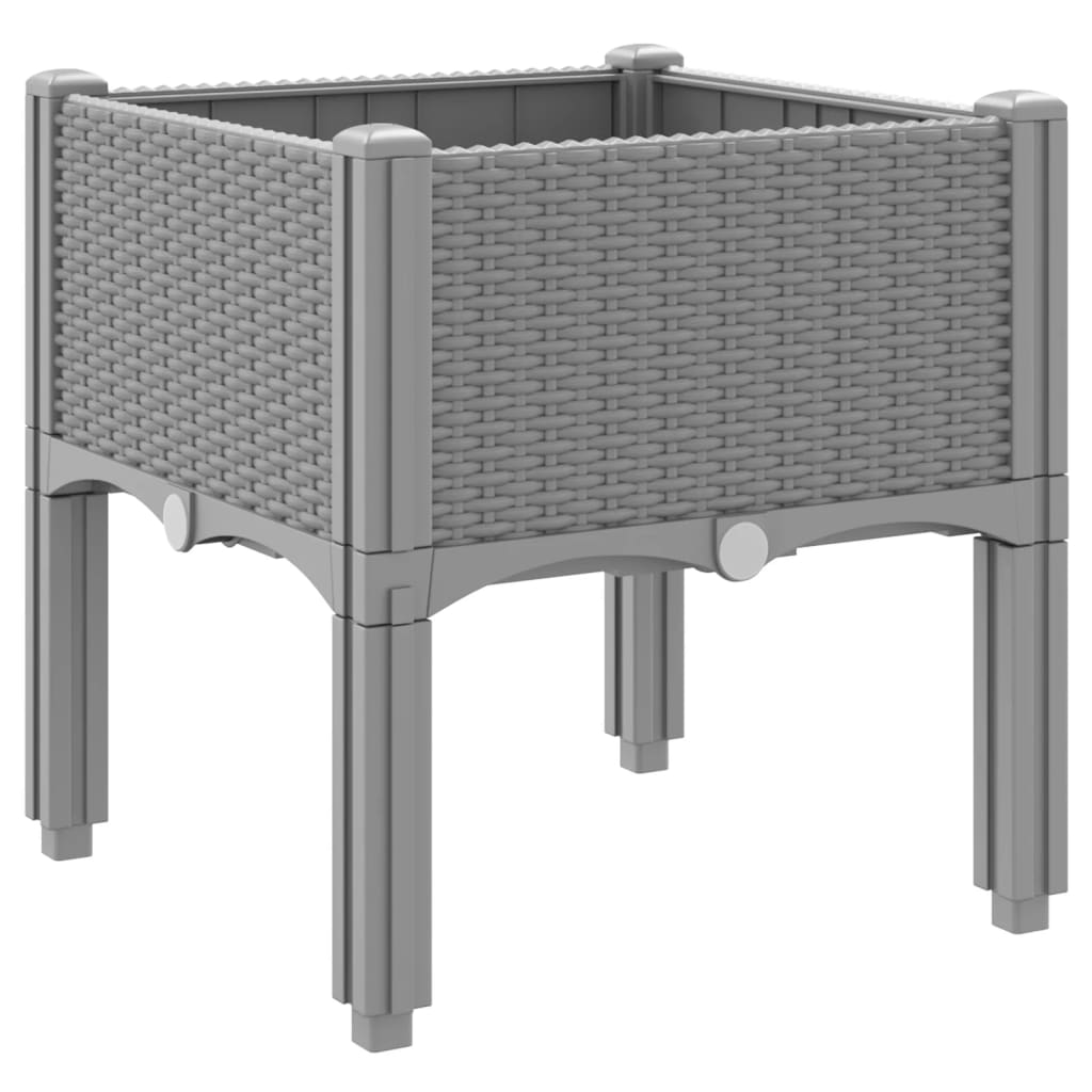 vidaXL Pflanzkasten mit Beinen Hellgrau 40x40x42 cm PP