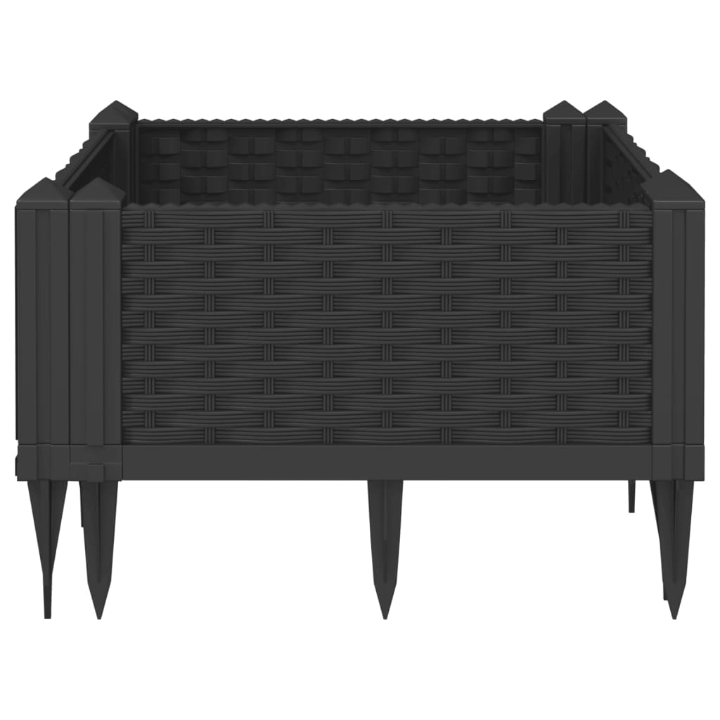 vidaXL Pflanzkasten mit Erdspießen Schwarz 42,5x42,5x28,5 cm PP