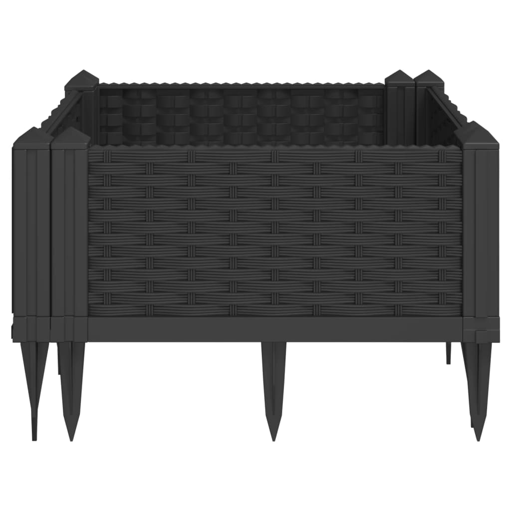 vidaXL Pflanzkasten mit Erdspießen Schwarz 42,5x42,5x28,5 cm PP