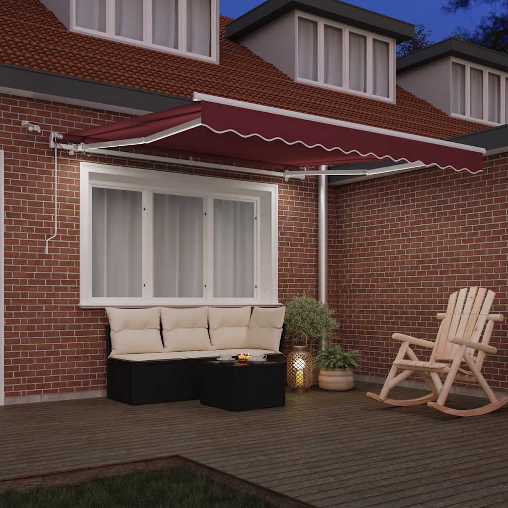 vidaXL Markise Automatisch mit LED Weinrot 300x250 cm –