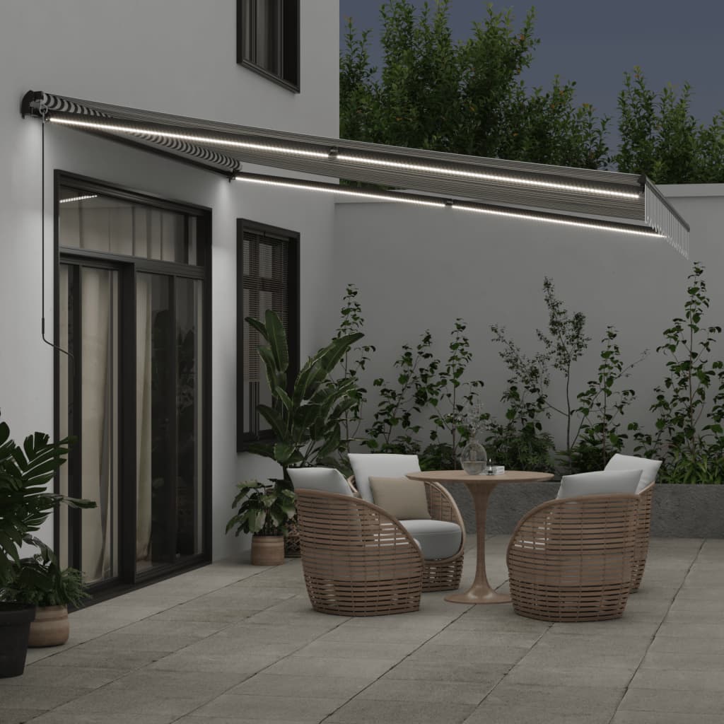 vidaXL Markise Manuell mit LEDs Anthrazit & Weiß 400x350 cm