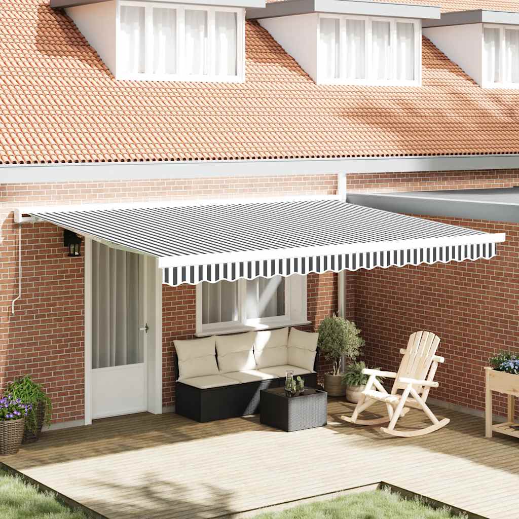 vidaXL Markise Einziehbar Anthrazit und Weiß 4,5x3 m Stoff Aluminium