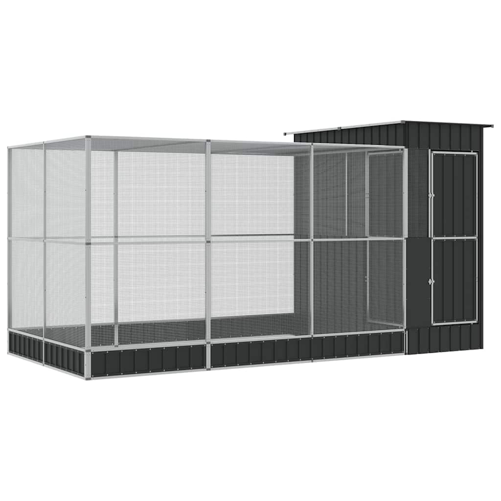 vidaXL Voliere mit Erweiterung Silber 416 x 203 x 216 cm Stahl