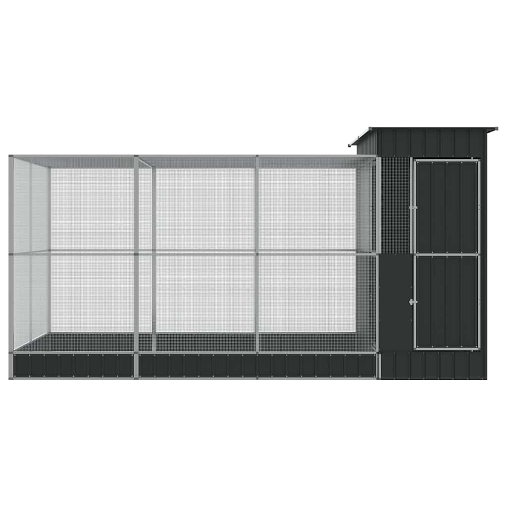 vidaXL Voliere mit Erweiterung Silber 416 x 203 x 216 cm Stahl