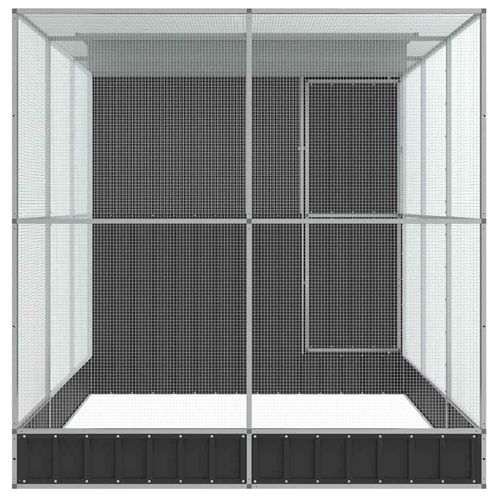 vidaXL Voliere mit Erweiterung Silber 416 x 203 x 216 cm Stahl