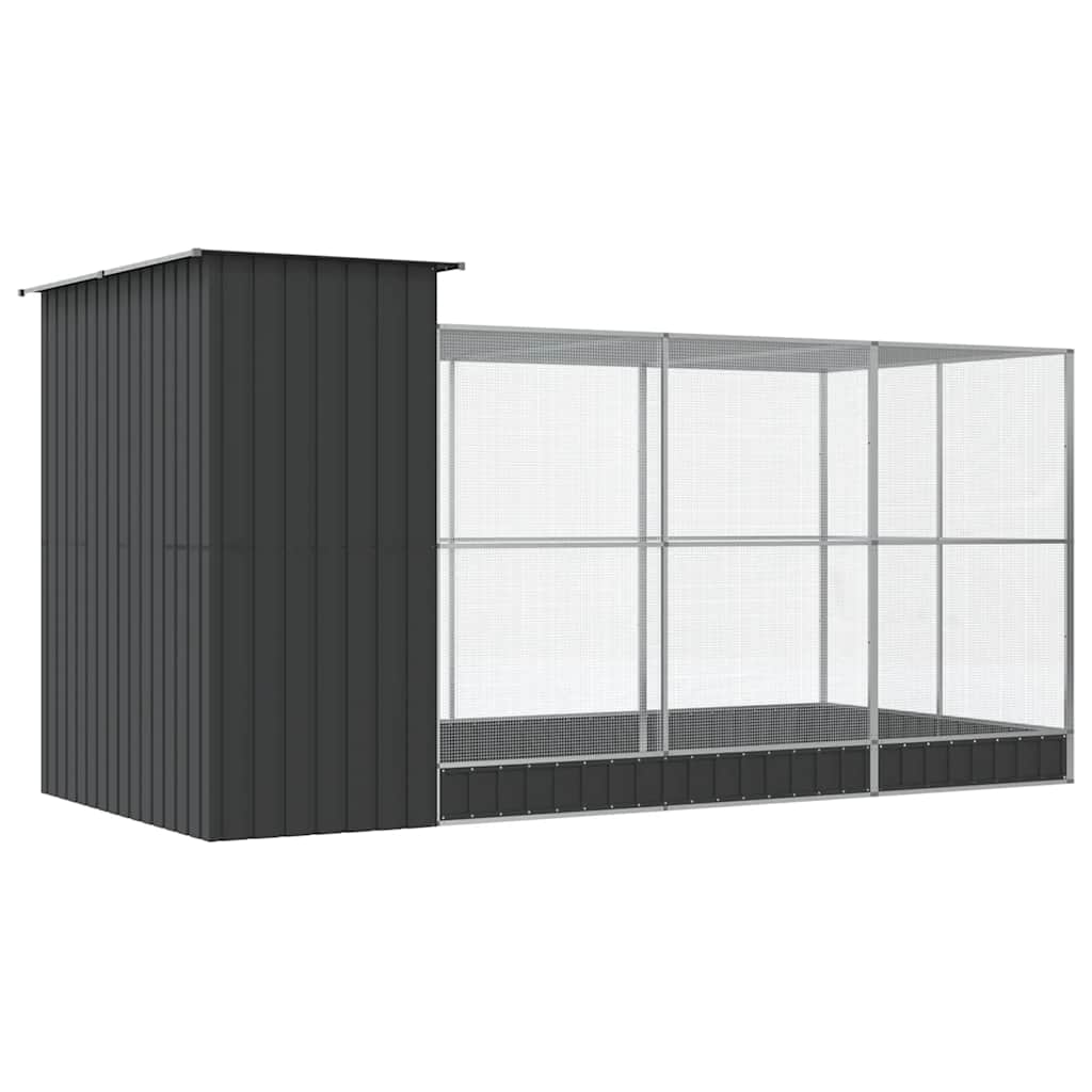 vidaXL Voliere mit Erweiterung Silber 416 x 203 x 216 cm Stahl