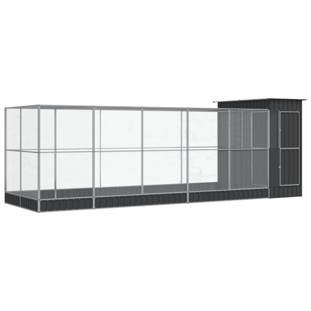 vidaXL Voliere mit Erweiterung Silbern 623x203x216 cm Stahl