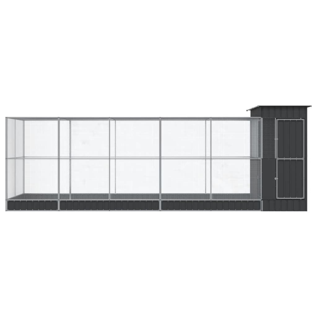 vidaXL Voliere mit Erweiterung Silbern 623x203x216 cm Stahl