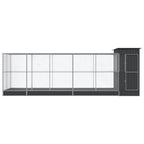 vidaXL Voliere mit Erweiterung Silbern 623x203x216 cm Stahl