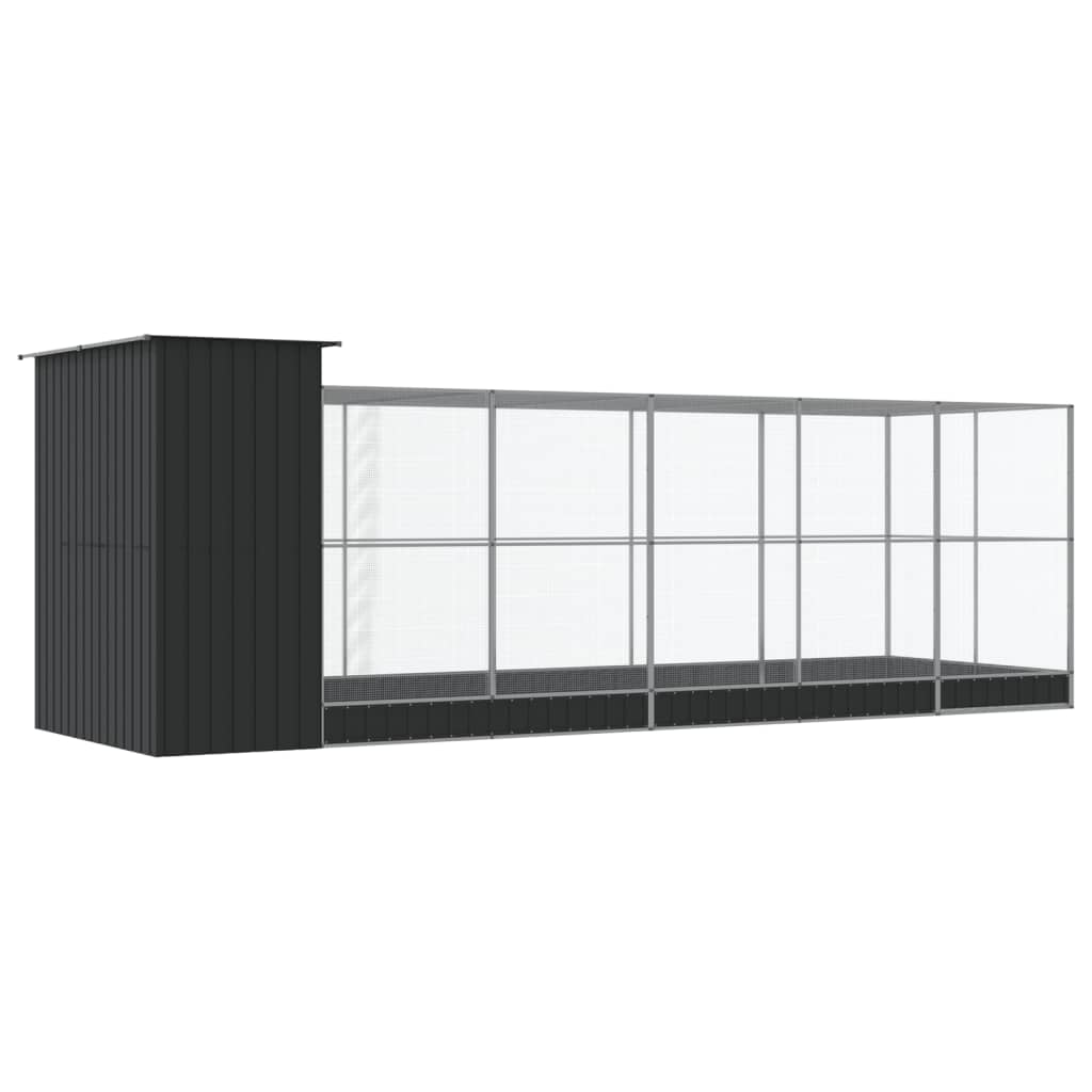 vidaXL Voliere mit Erweiterung Silbern 623x203x216 cm Stahl