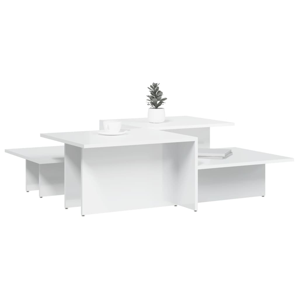 vidaXL Couchtische 2 Stk. Hochglanz-Weiß Holzwerkstoff