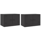 vidaXL TV-Schränke 2 Stk. Schwarz 67x39x44 cm Stahl
