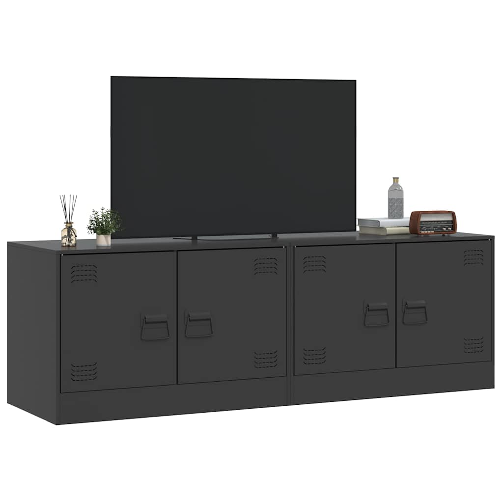 vidaXL TV-Schränke 2 Stk. Schwarz 67x39x44 cm Stahl