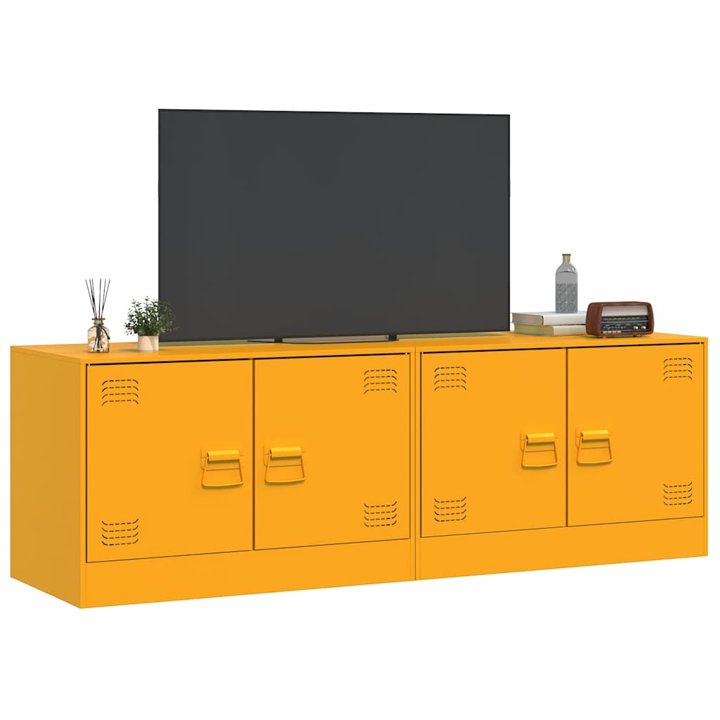 vidaXL TV-Schränke 2 Stk. Senfgelb 67x39x44 cm Stahl