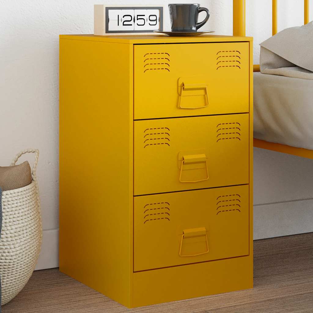 vidaXL Nachttisch Senfgelb 34,5x39x62 cm Stahl