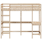 vidaXL Hochbett mit Schreibtisch 100x200 cm Massivholz Kiefer