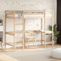 vidaXL Hochbett mit Schreibtisch 100x200 cm Massivholz Kiefer
