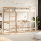 vidaXL Hochbett mit Schreibtisch 100x200 cm Massivholz Kiefer