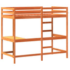vidaXL Hochbett mit Schreibtisch Wachsbraun 90x200cm Massivholz Kiefer