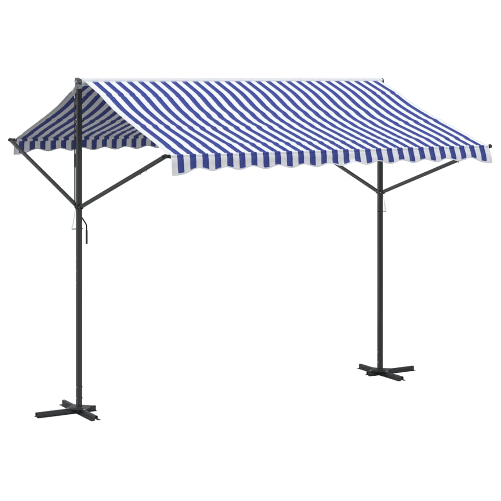 vidaXL Freistehende Markise Blau und Weiß 300x300 cm Stoff und Stahl