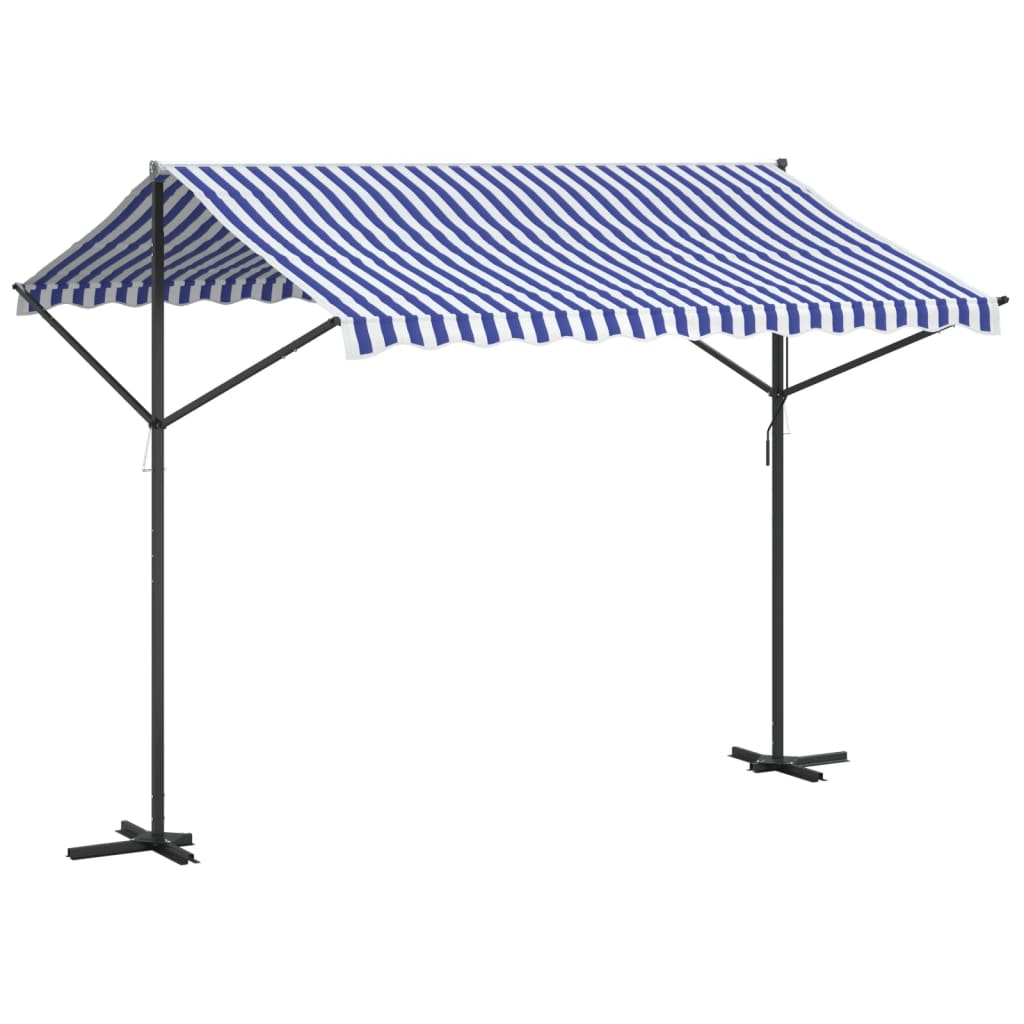 vidaXL Freistehende Markise Blau und Weiß 300x300 cm Stoff und Stahl