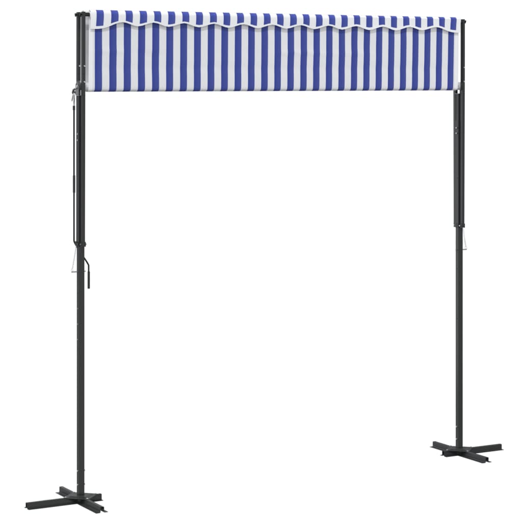 vidaXL Freistehende Markise Blau und Weiß 300x300 cm Stoff und Stahl