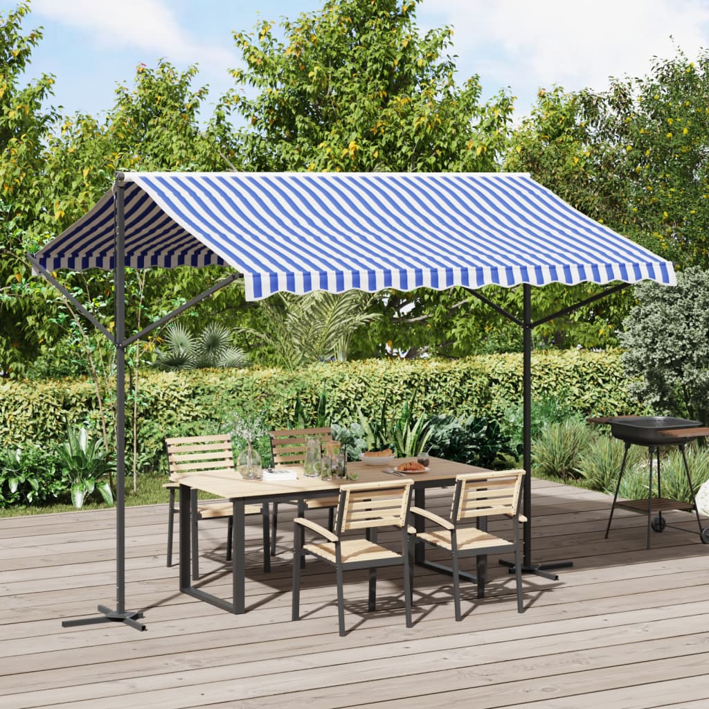 vidaXL Freistehende Markise Blau und Weiß 300x300 cm Stoff und Stahl