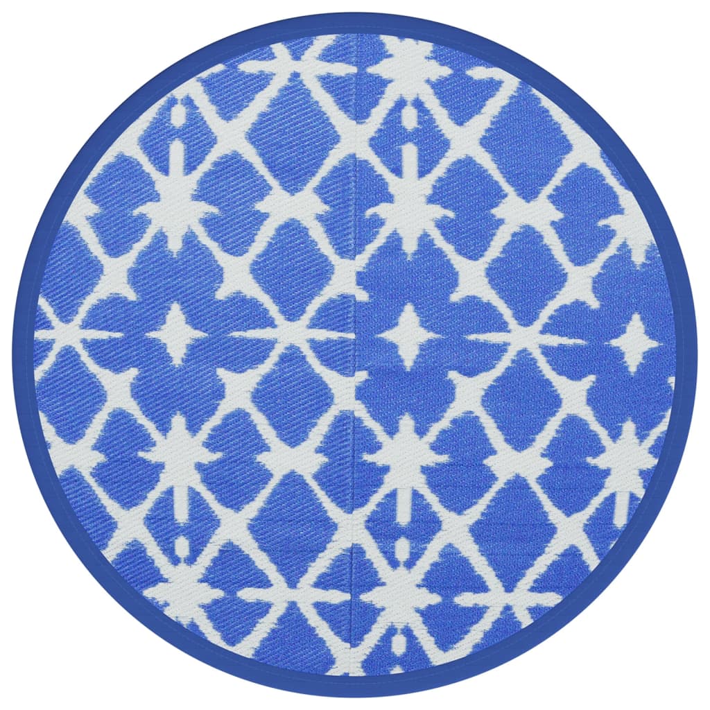 vidaXL Outdoor-Teppich ARAKIL Blau und Weiß Ø120 cm PP