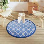 vidaXL Outdoor-Teppich ARAKIL Blau und Weiß Ø120 cm PP