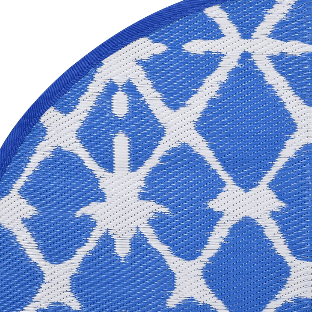 vidaXL Outdoor-Teppich ARAKIL Blau und Weiß Ø120 cm PP