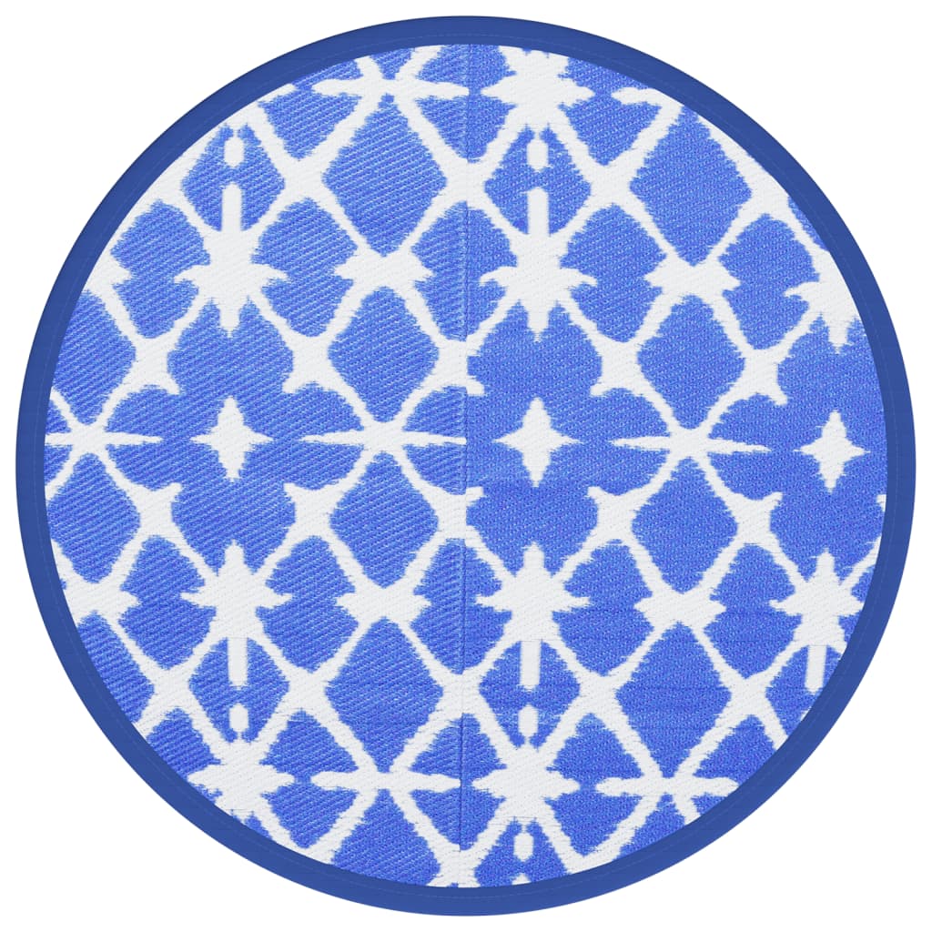 vidaXL Outdoor-Teppich ARAKIL Blau und Weiß Ø160 cm PP