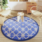 vidaXL Outdoor-Teppich ARAKIL Blau und Weiß Ø160 cm PP