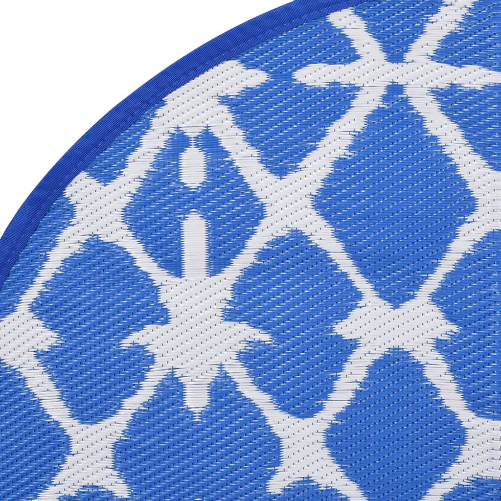 vidaXL Outdoor-Teppich ARAKIL Blau und Weiß Ø160 cm PP